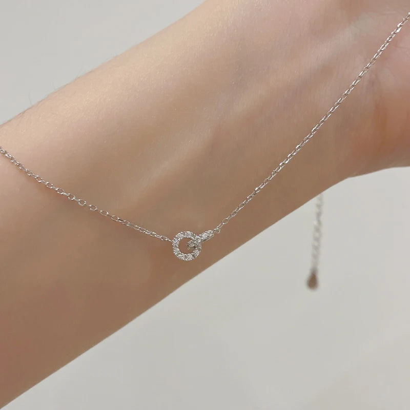 Double Circle Pendant Necklace – 925 Sterling Silver