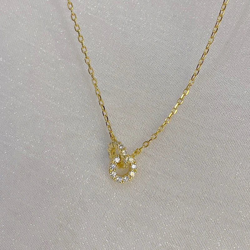 Double Circle Pendant Necklace – 925 Sterling Silver