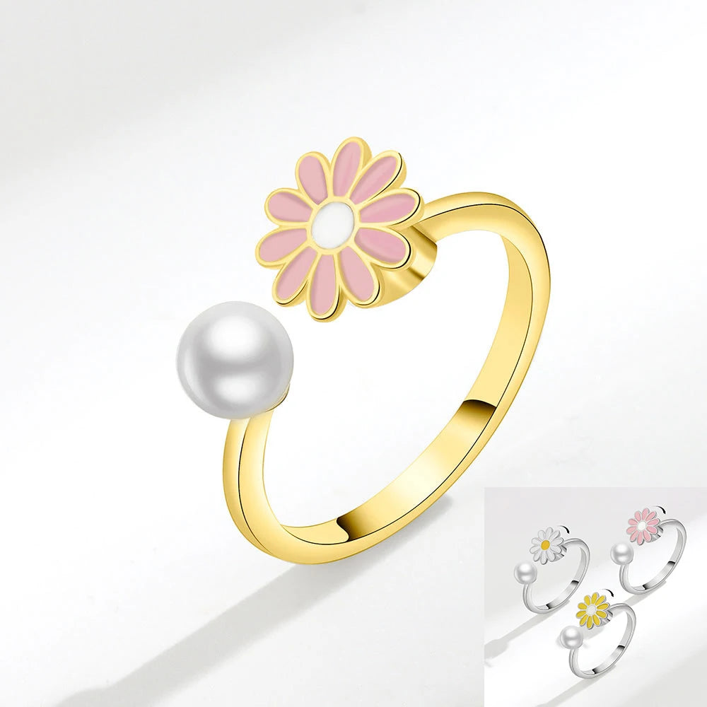 Sunflower Rotatable Ring Sterling Silver