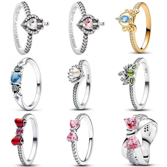 Heart Stone & Red Enamel Bow Ring – 925 Sterling Silver