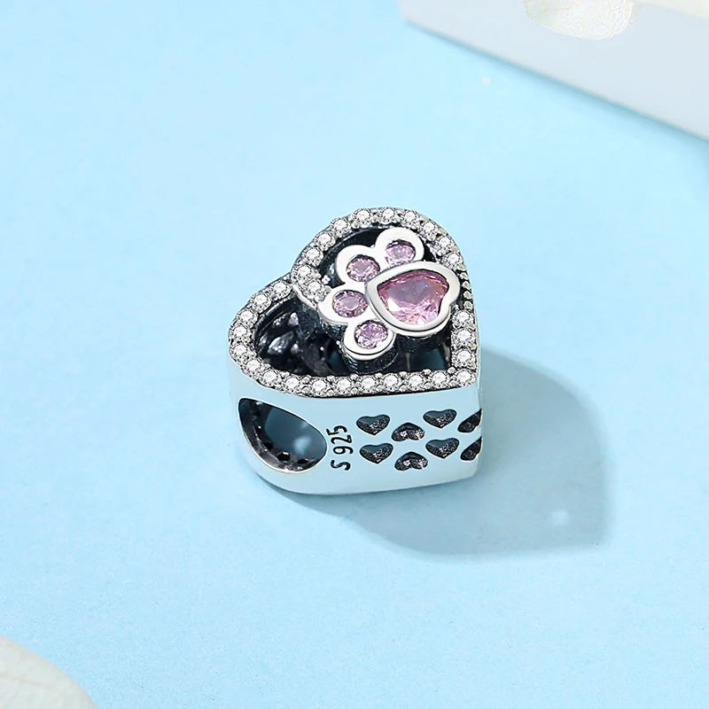 Paw print charm  – 925 Sterling Silver