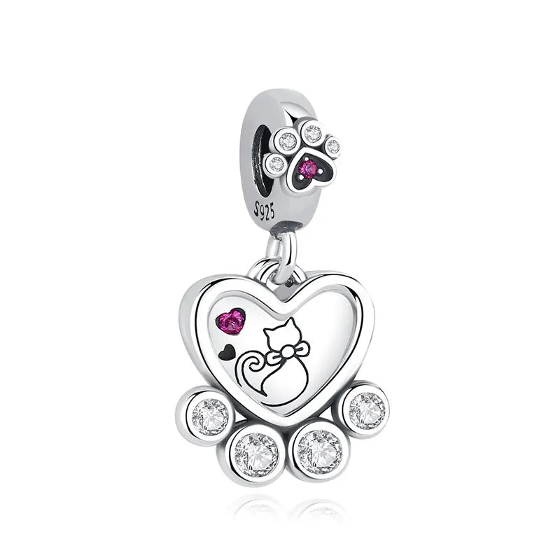 Paw print charm  – 925 Sterling Silver