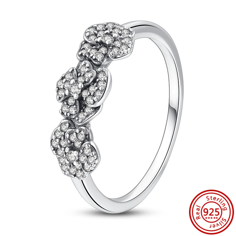 Sparkling Zircon Wings & Floral Detail – 925 Sterling Silver