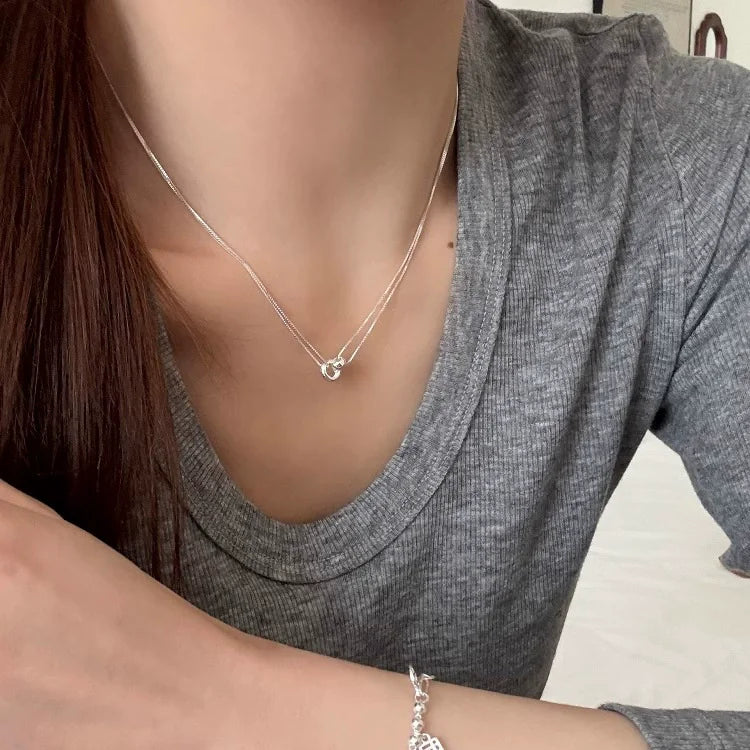 Geometric Bead Necklace – 925 Sterling Silver