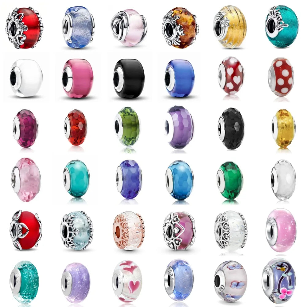 Murano Glass & Heart Charms – 925 Sterling Silver