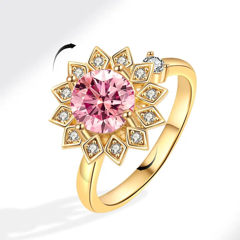 Sunflower Rotatable Ring Sterling Silver