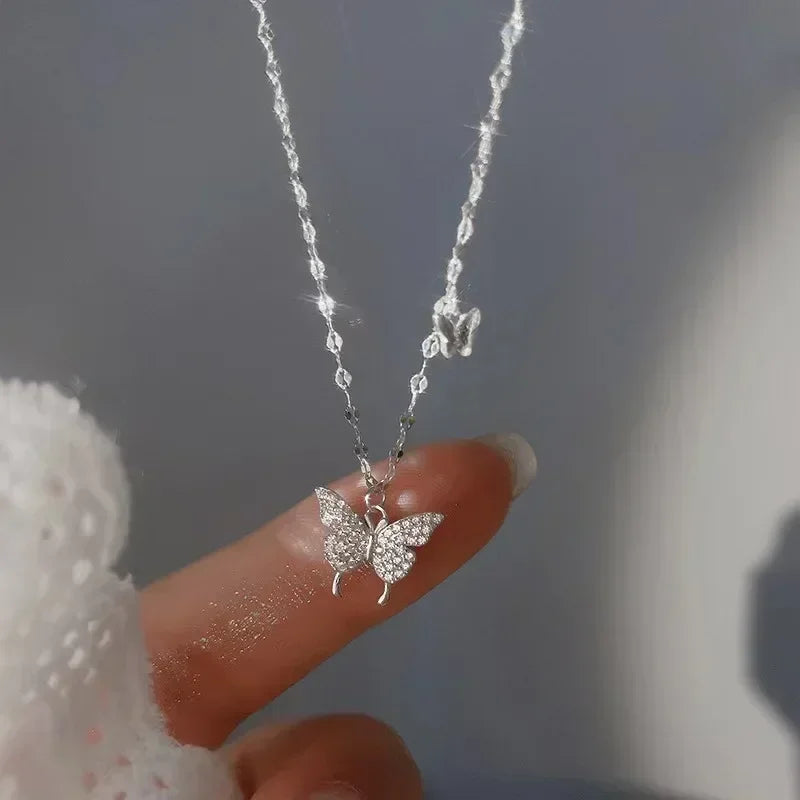 Crystal Butterfly Necklace – 925 Sterling Silver