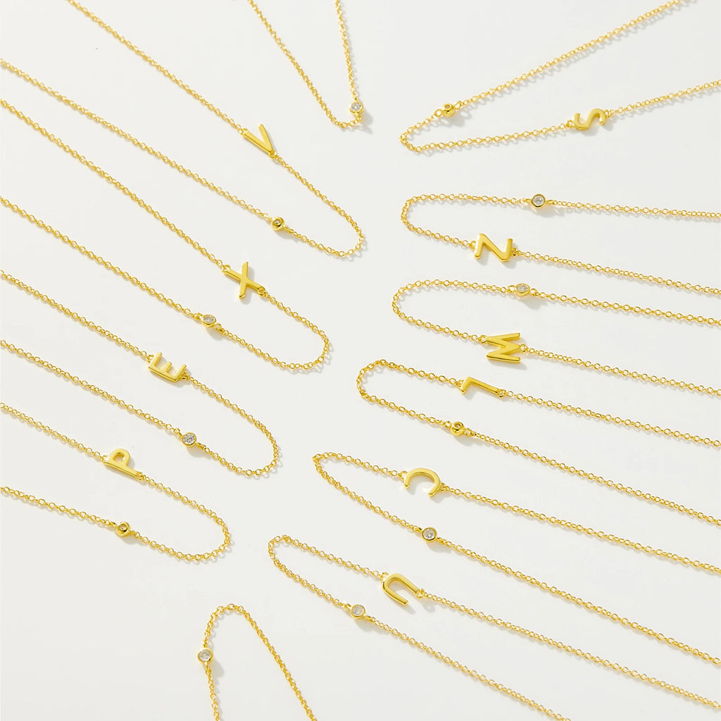 Gold Letter Pendant Choker – 925 Sterling Silver
