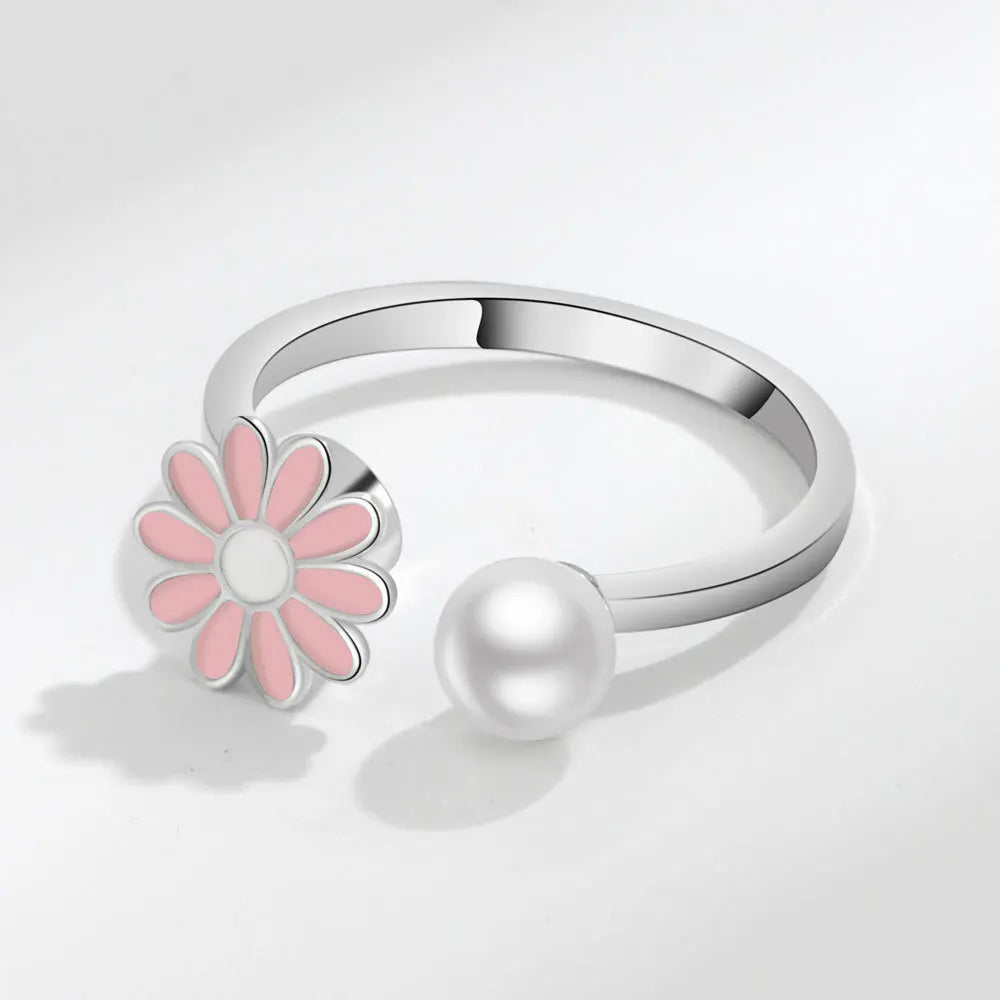Sunflower Rotatable Ring Sterling Silver