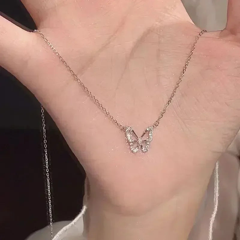 Crystal Butterfly Necklace – 925 Sterling Silver
