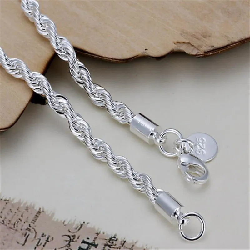 Twisted Rope Chain Bracelet –  925 Sterling Silver