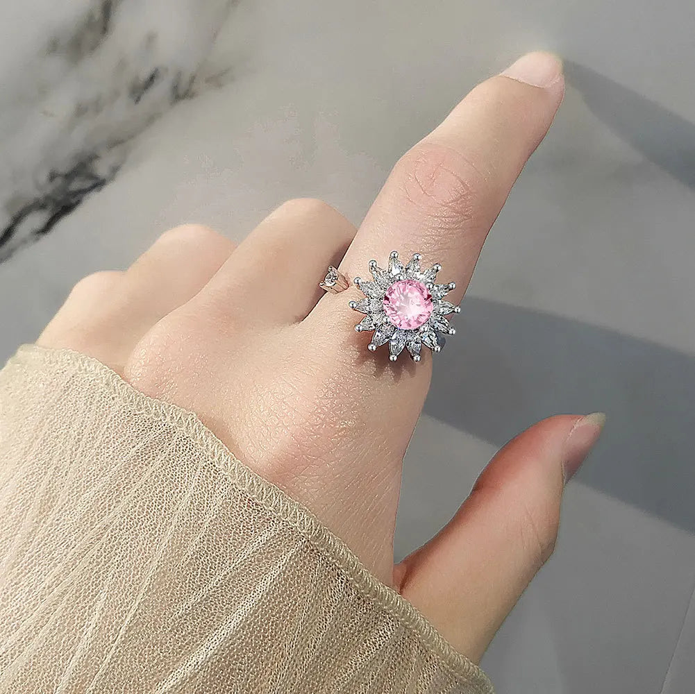 Sunflower Rotatable Ring Sterling Silver