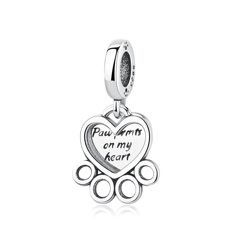Paw print charm  – 925 Sterling Silver