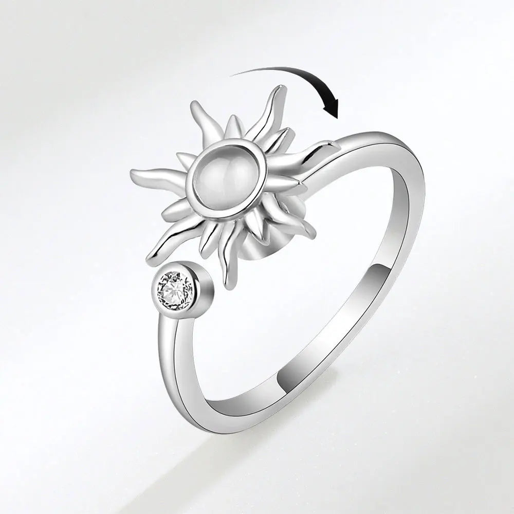 Sunflower Rotatable Ring Sterling Silver