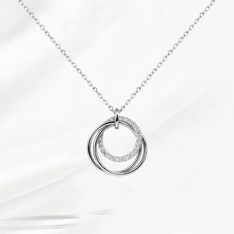 Double Circle Pendant Necklace – 925 Sterling Silver