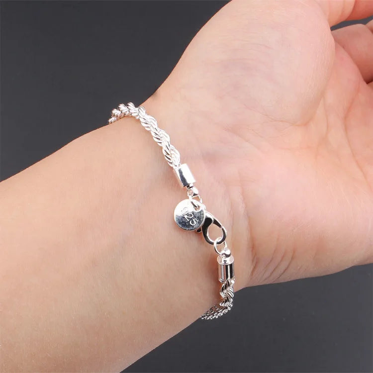 Twisted Rope Chain Bracelet –  925 Sterling Silver
