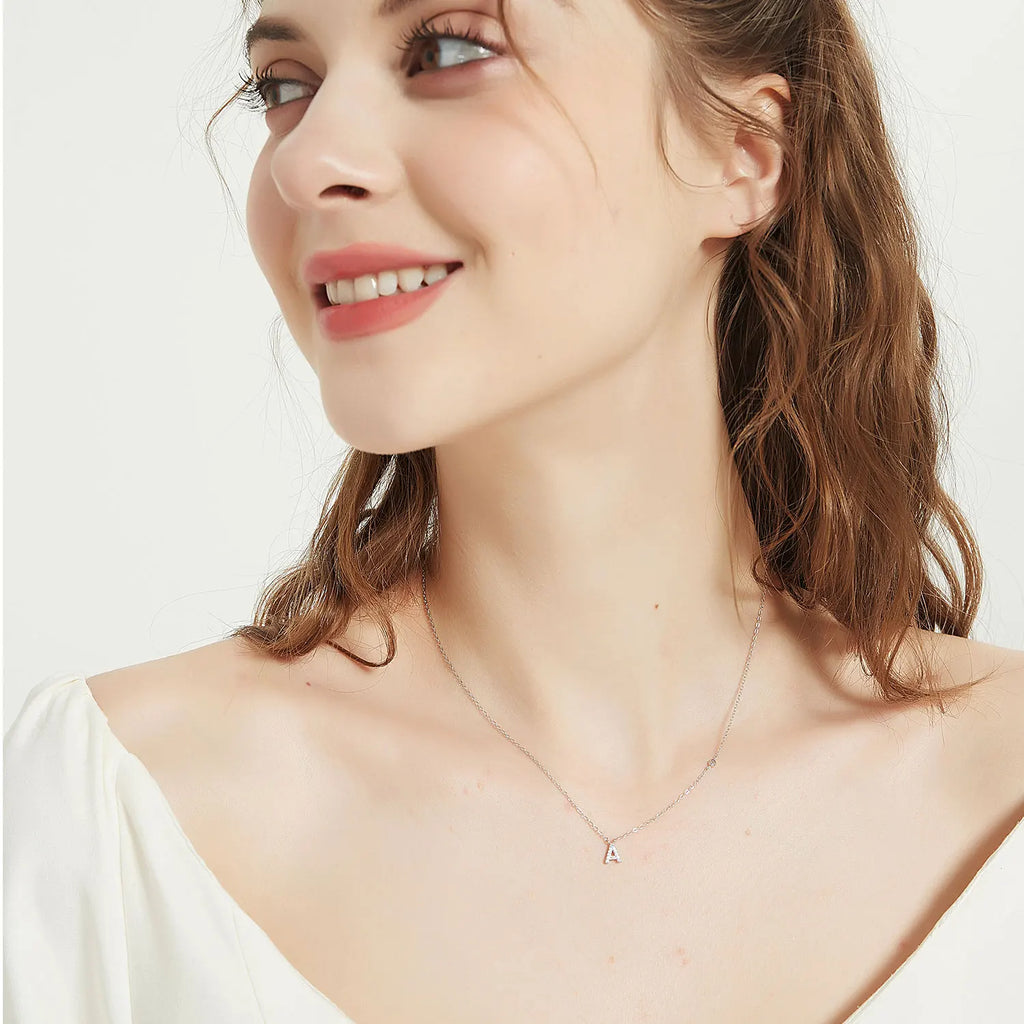 Initial Pendant Necklace – Elegant 925 Sterling Silver