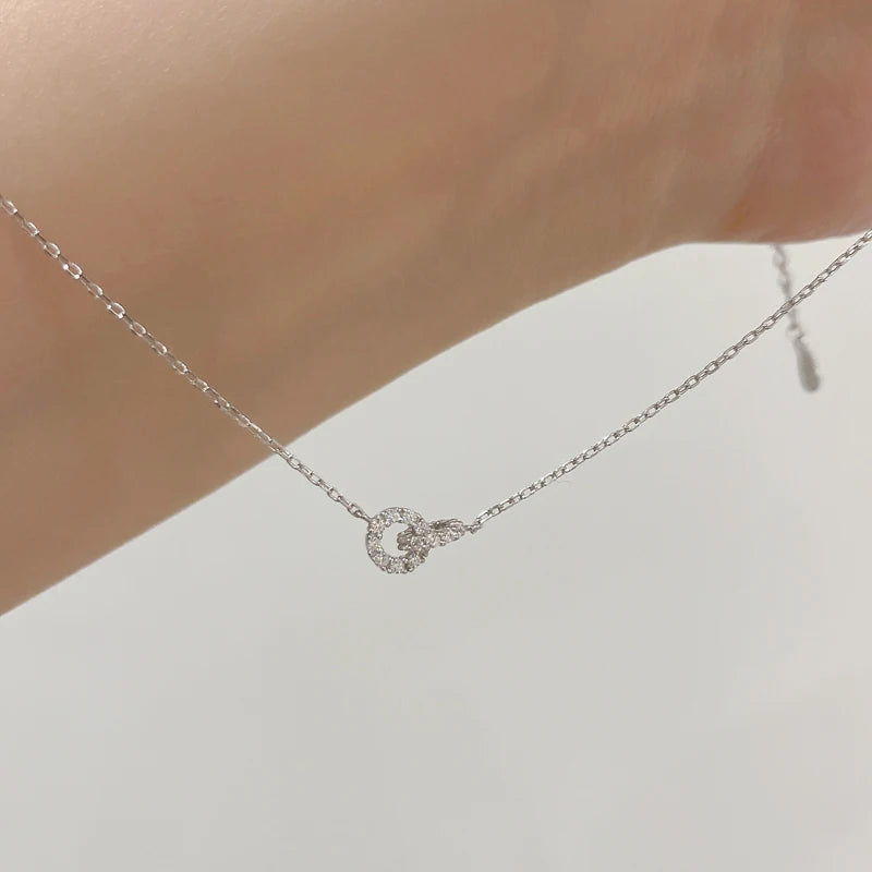 Double Circle Pendant Necklace – 925 Sterling Silver