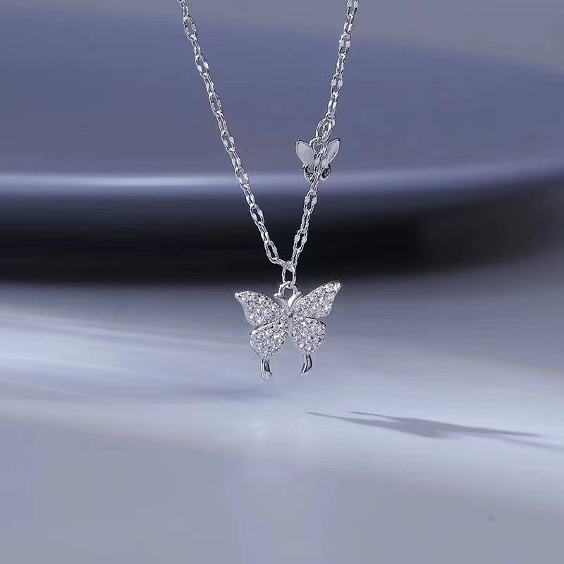 Crystal Butterfly Necklace – 925 Sterling Silver