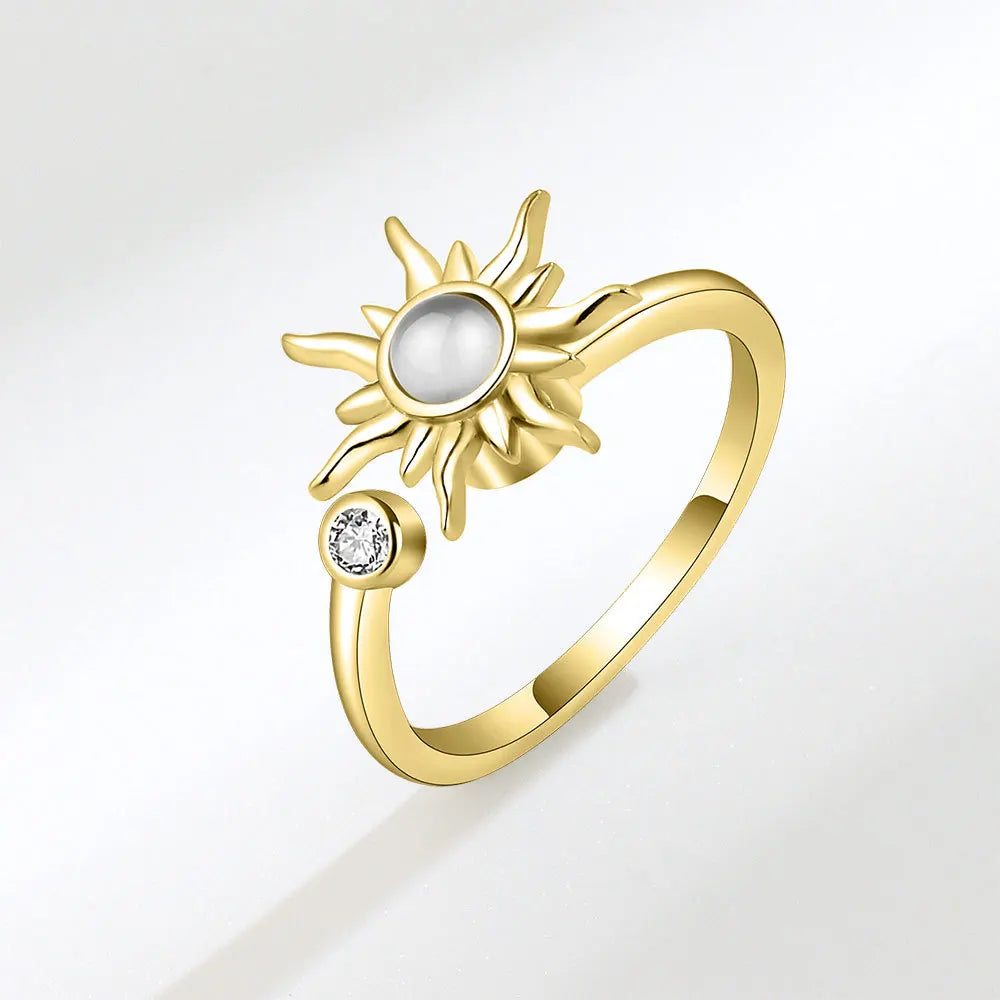 Sunflower Rotatable Ring Sterling Silver