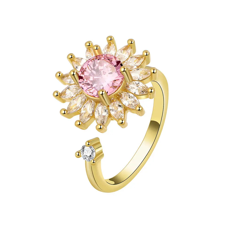 Sunflower Rotatable Ring Sterling Silver