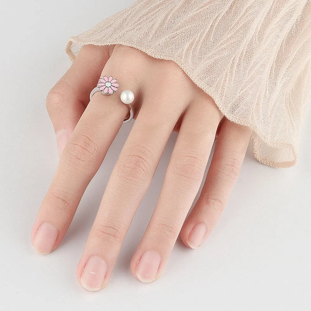 Sunflower Rotatable Ring Sterling Silver