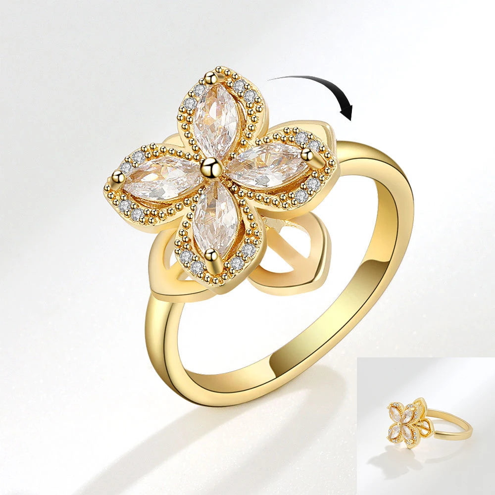 Sunflower Rotatable Ring Sterling Silver