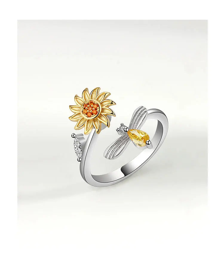 Sunflower Rotatable Ring Sterling Silver