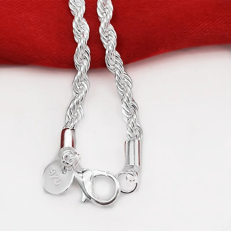 Twisted Rope Chain Bracelet –  925 Sterling Silver