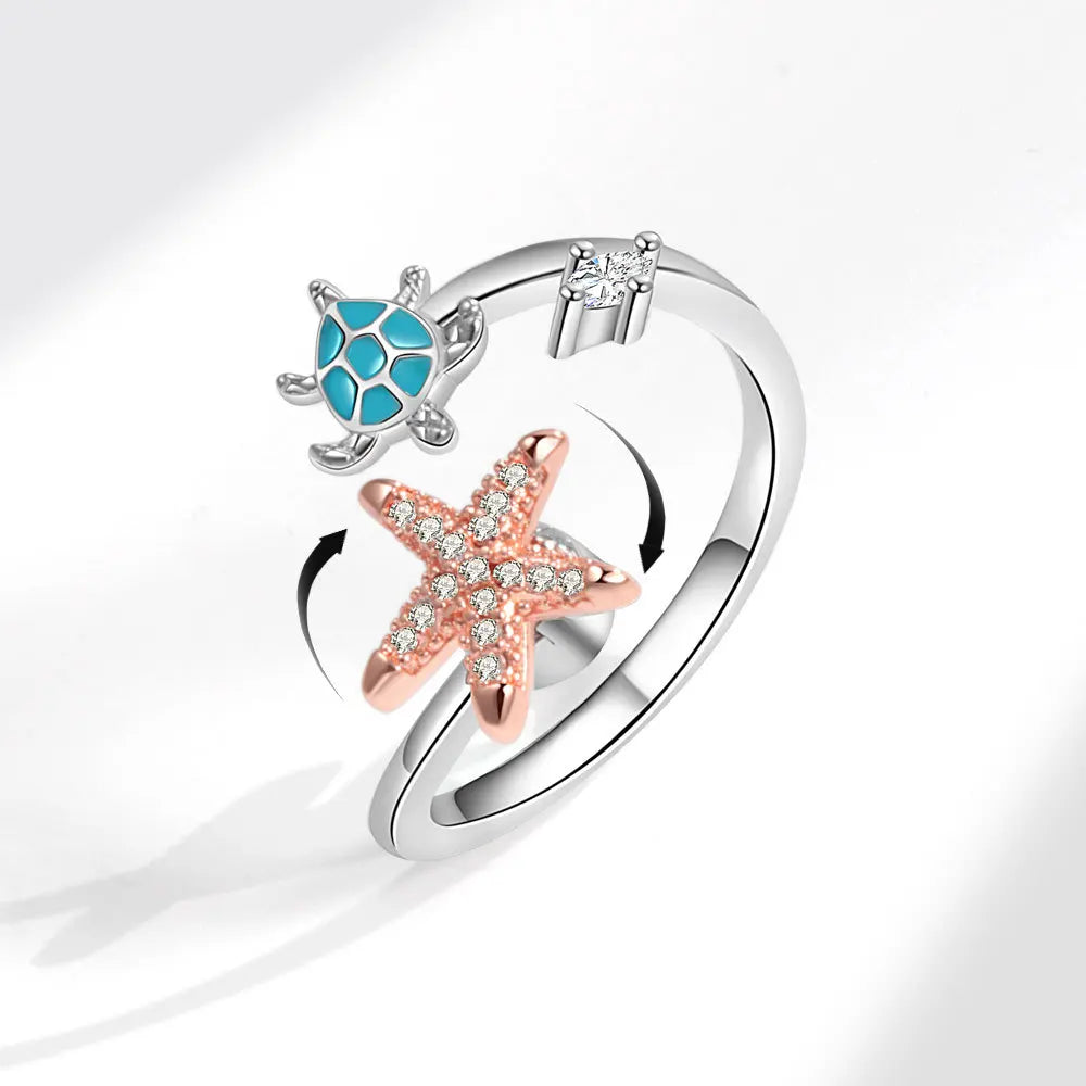 Sunflower Rotatable Ring Sterling Silver