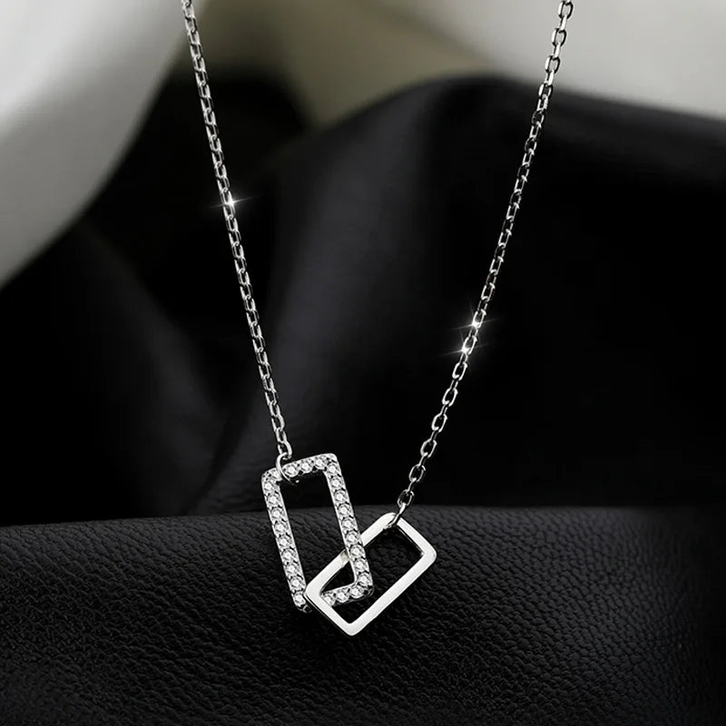 Double Circle Pendant Necklace – 925 Sterling Silver