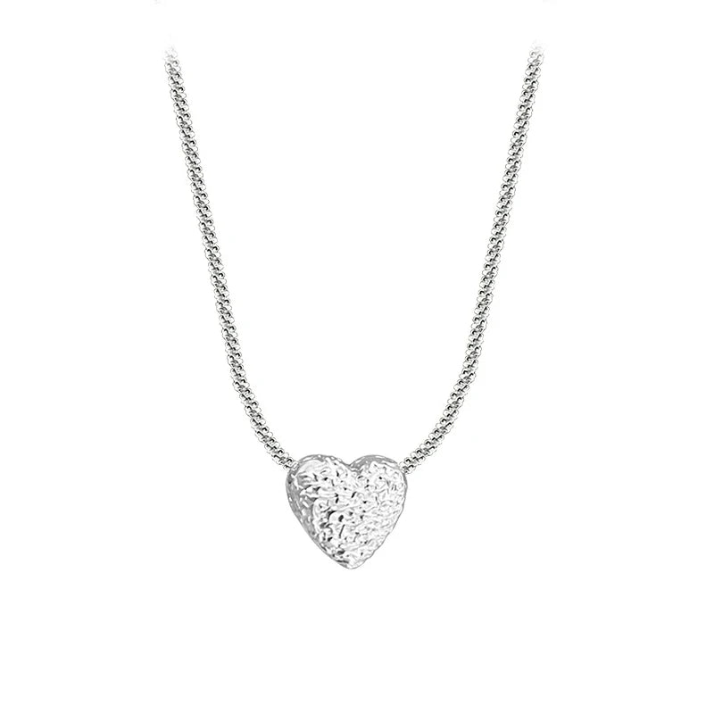Hammer Pattern Heart Necklace – 925 Sterling Silver