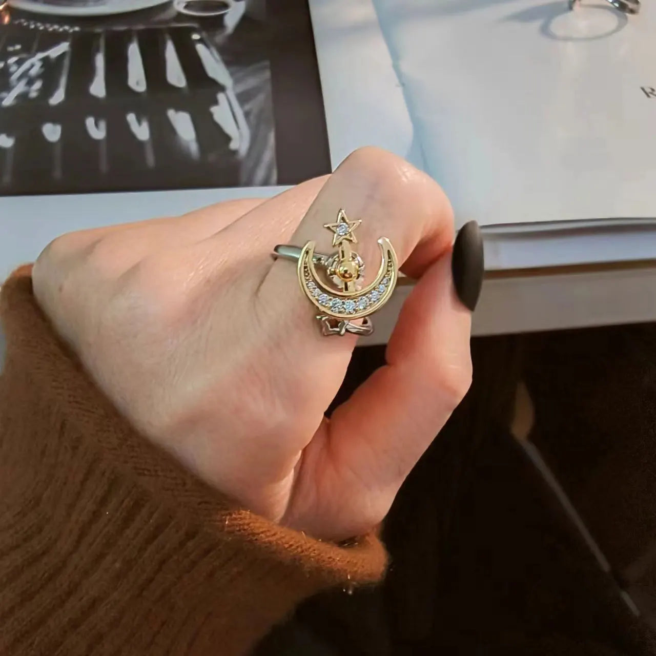 Sunflower Rotatable Ring Sterling Silver