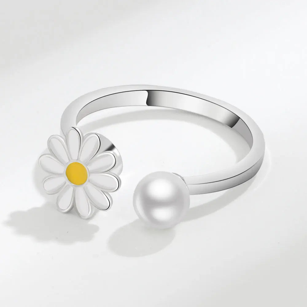 Sunflower Rotatable Ring Sterling Silver