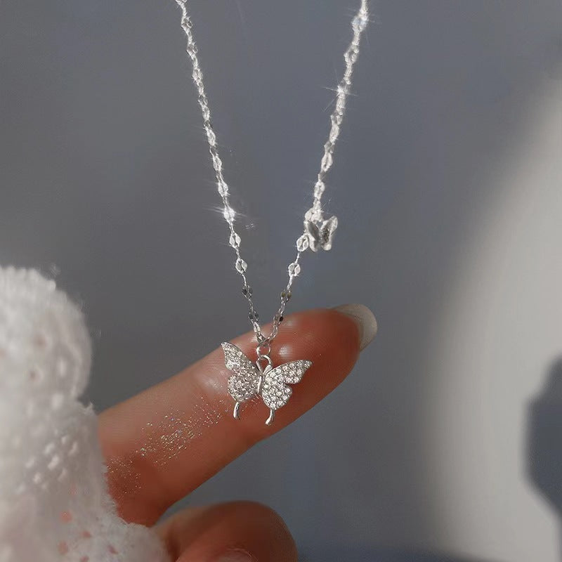 Crystal Butterfly Necklace – 925 Sterling Silver