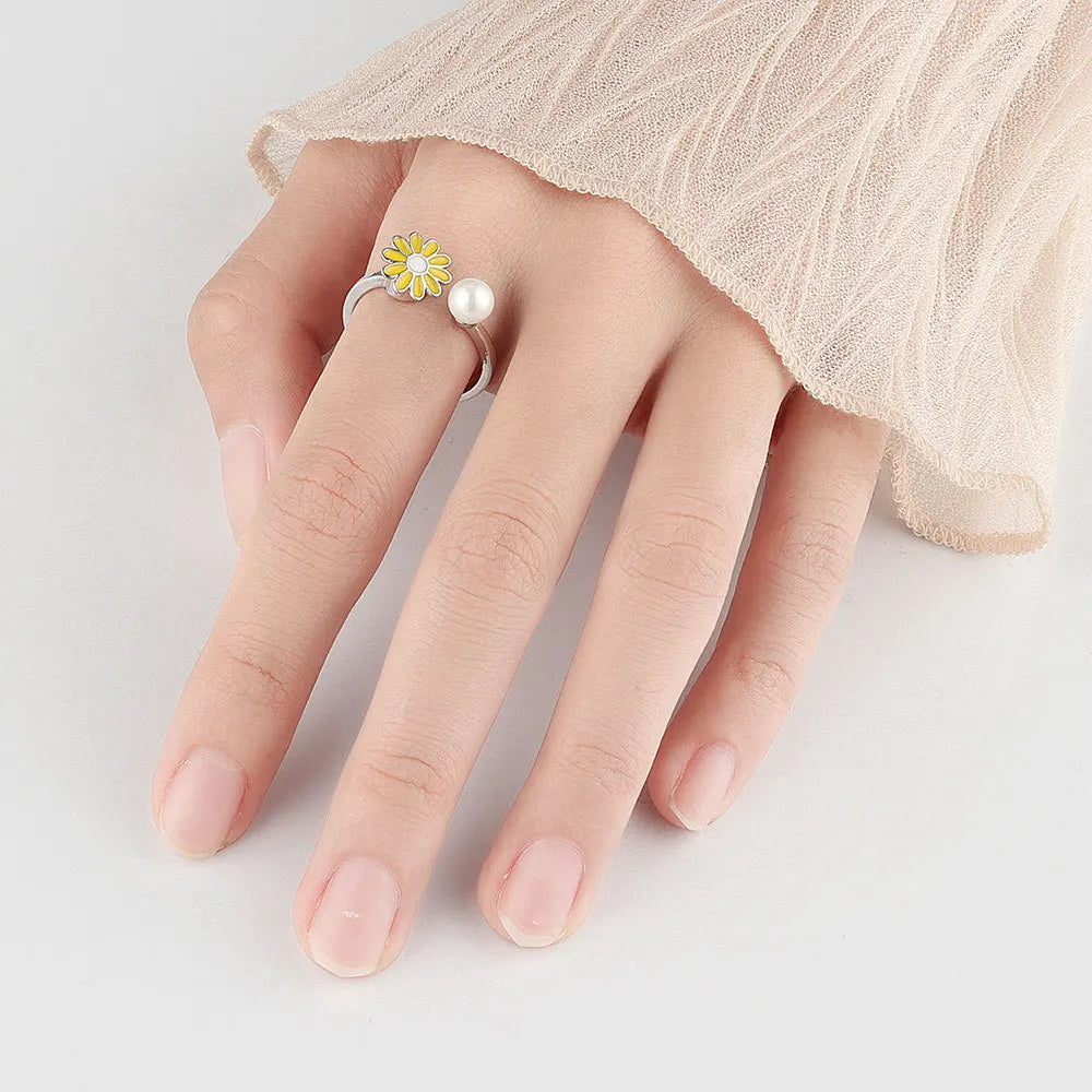 Sunflower Rotatable Ring Sterling Silver