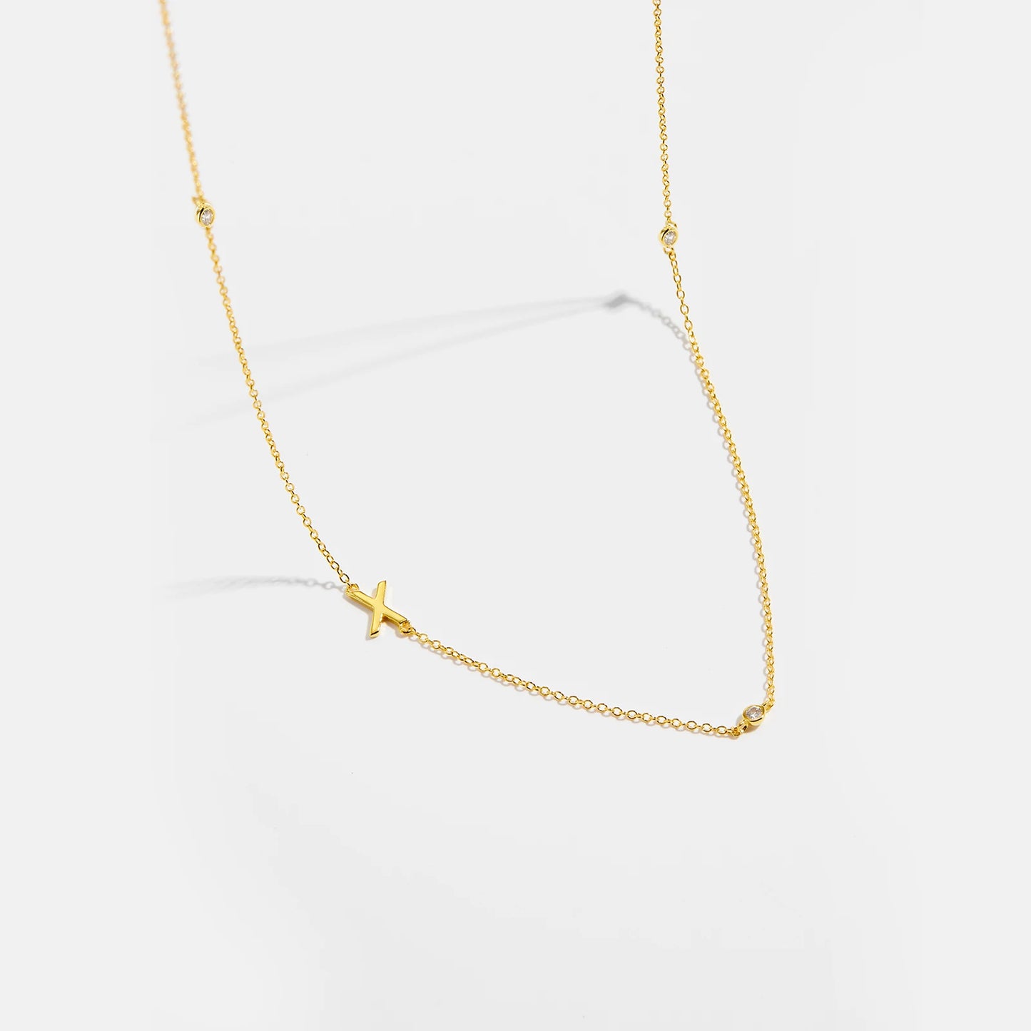 Gold Letter Pendant Choker – 925 Sterling Silver
