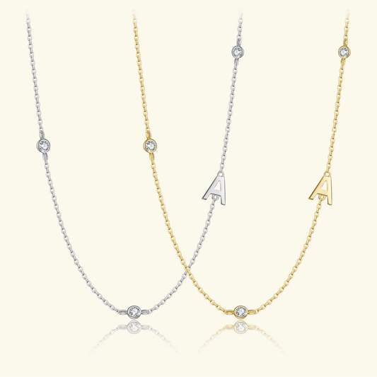 Gold Letter Pendant Choker – 925 Sterling Silver