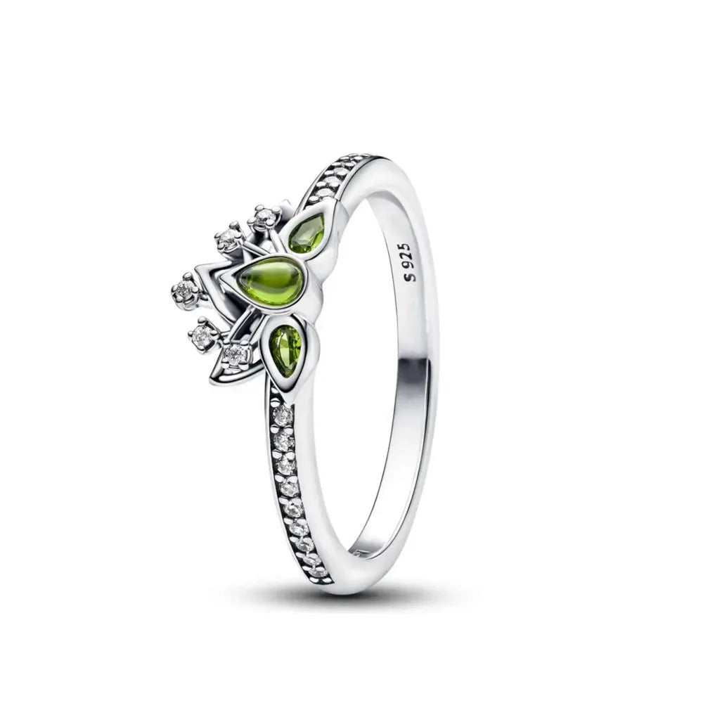 Heart Stone & Red Enamel Bow Ring – 925 Sterling Silver