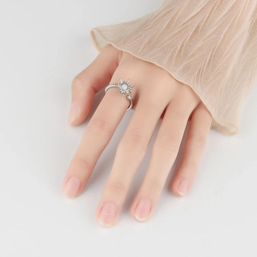 Sunflower Rotatable Ring Sterling Silver