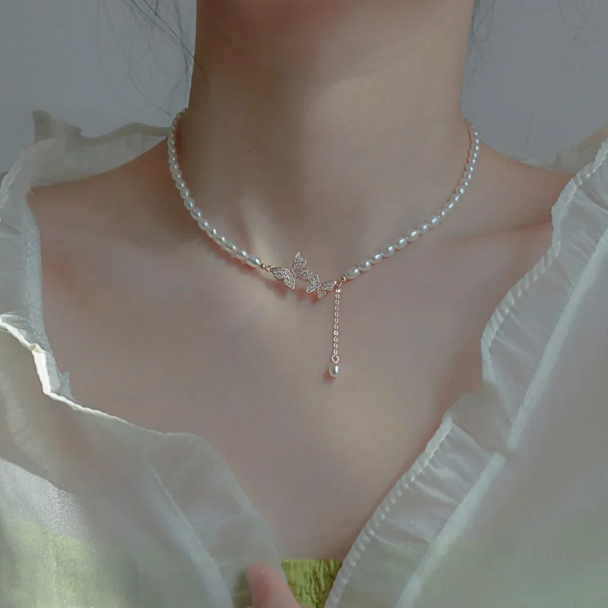 Crystal Butterfly Necklace – 925 Sterling Silver