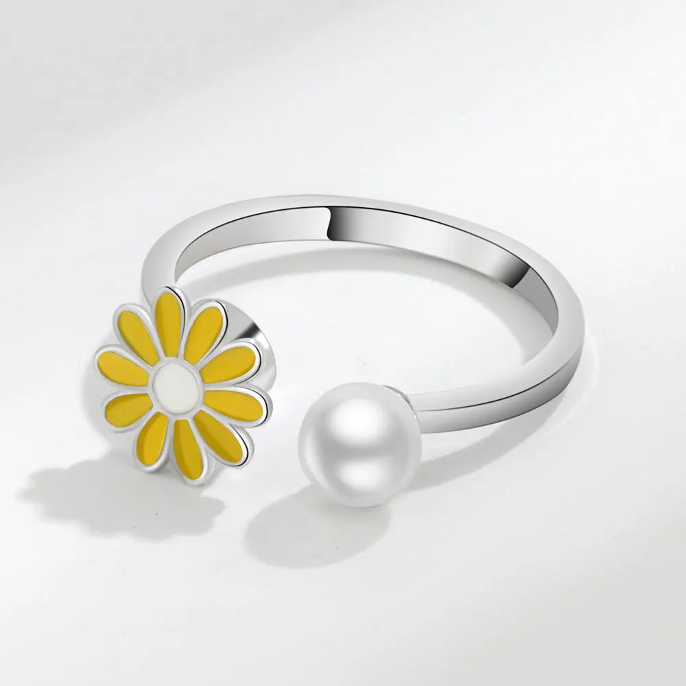 Sunflower Rotatable Ring Sterling Silver