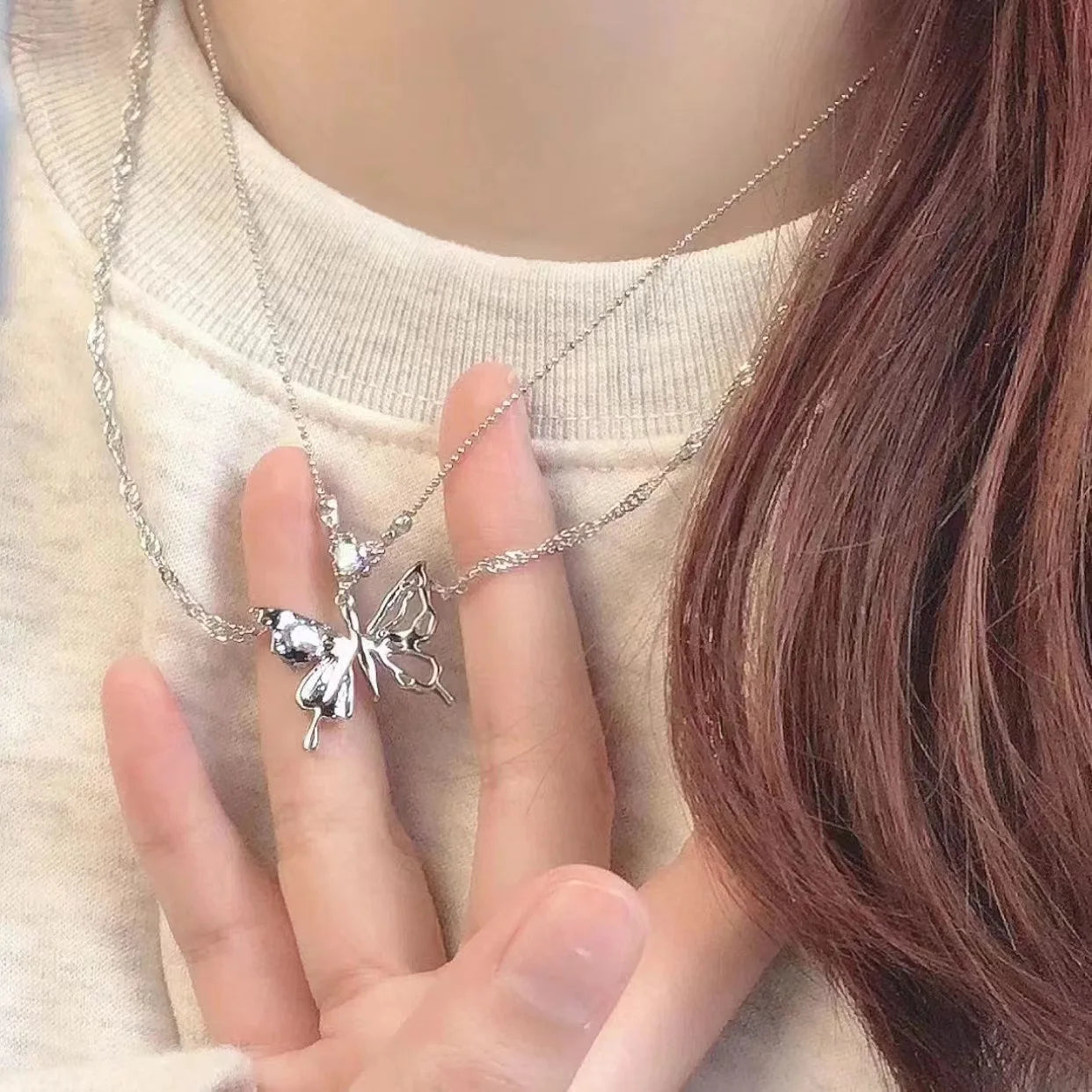 Crystal Butterfly Necklace – 925 Sterling Silver
