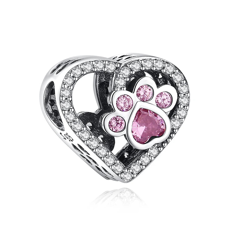 Paw print charm  – 925 Sterling Silver