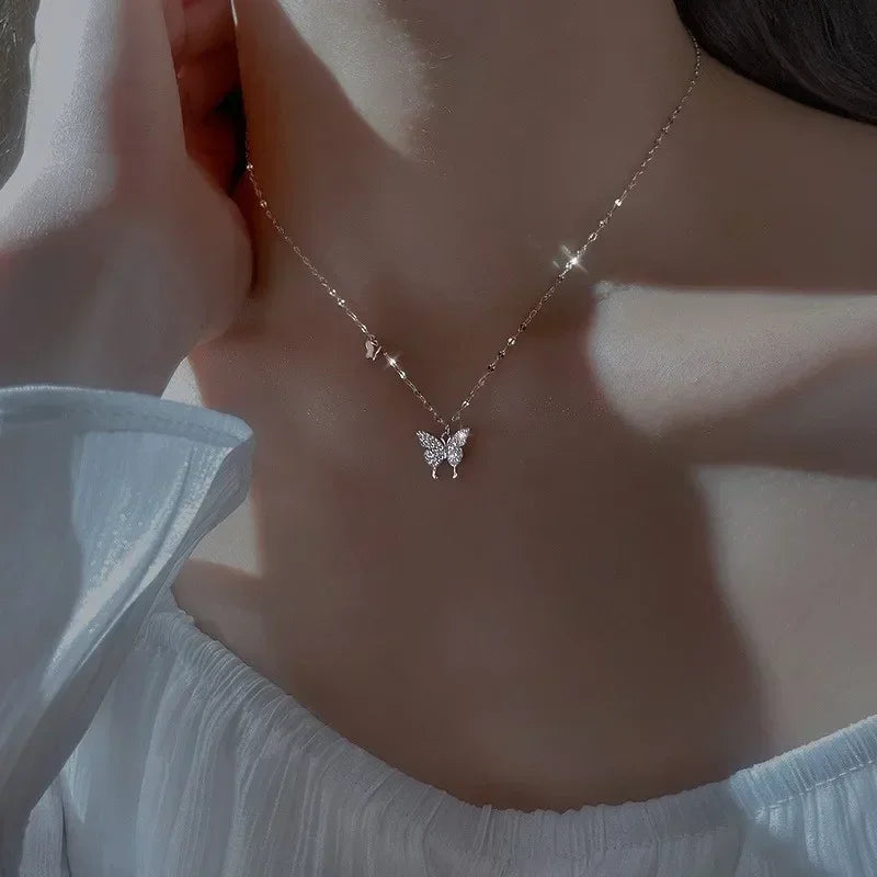 Crystal Butterfly Necklace – 925 Sterling Silver