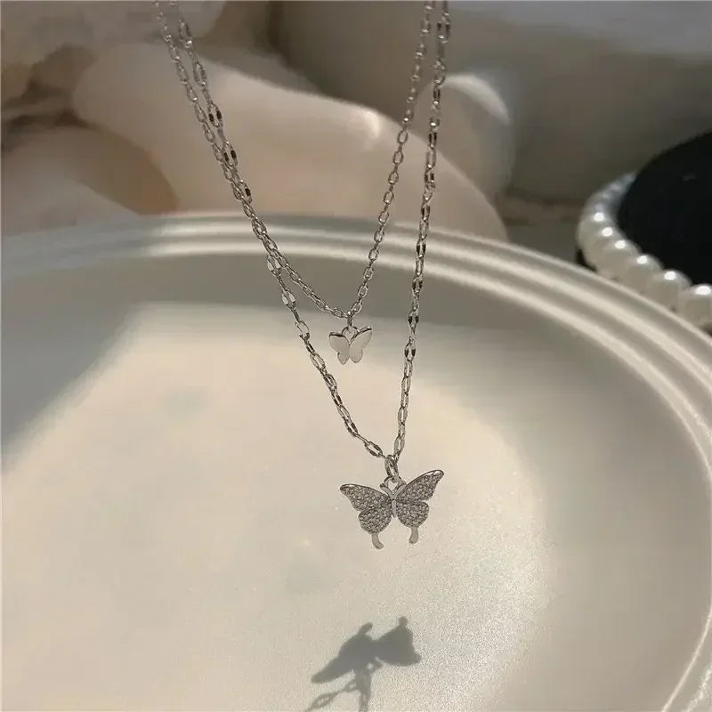 Crystal Butterfly Necklace – 925 Sterling Silver