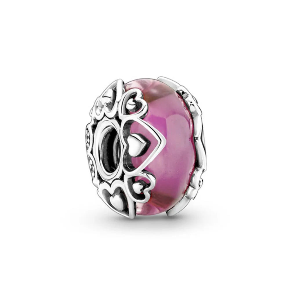 Murano Glass & Heart Charms – 925 Sterling Silver