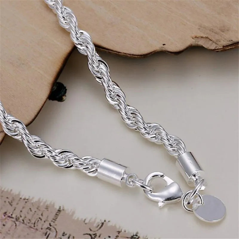 Twisted Rope Chain Bracelet –  925 Sterling Silver