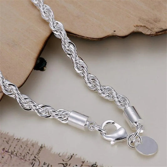 Twisted Rope Chain Bracelet –  925 Sterling Silver