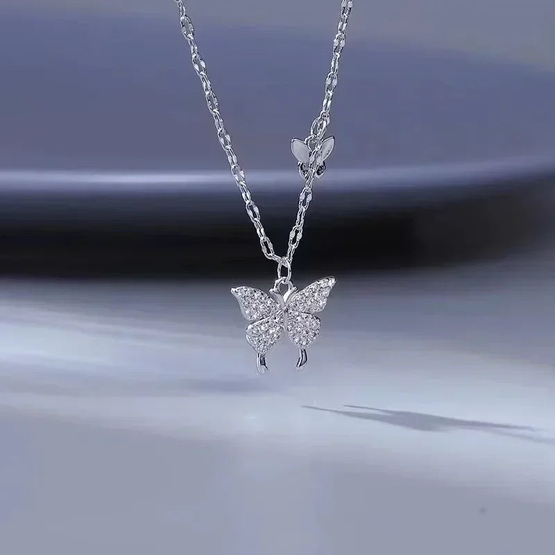 Crystal Butterfly Necklace – 925 Sterling Silver